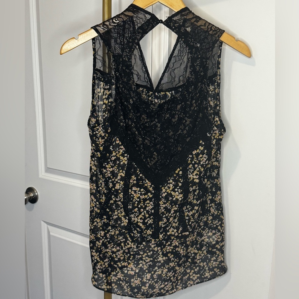 NWOT Chelsea & Violet Black Floral Lace Blouse - Picture 3 of 4